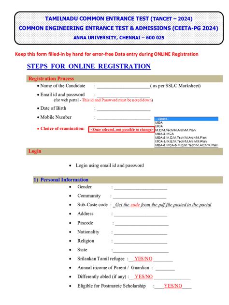 tancet application form 2024